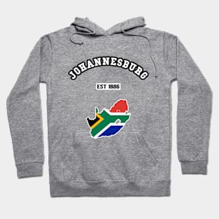 Johannesburg South Africa Strong, RSA Flag Map, 1886, City Pride Hoodie